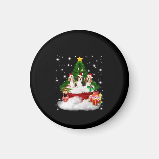 Drei Beagle Weihnachtsmann mit Weihnachtsbaum Magnet (Vorne)