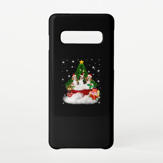 Drei Beagle Weihnachtsmann mit Weihnachtsbaum Samsung Galaxy Hülle (Rückseite)