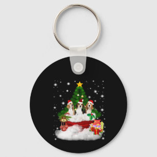 Drei Beagle Weihnachtsmann mit Weihnachtsbaum Schlüsselanhänger