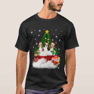 Drei Beagle Weihnachtsmann mit Weihnachtsbaum T-Shirt
