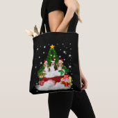 Drei Beagle Weihnachtsmann mit Weihnachtsbaum Tasche (Von Nahem)