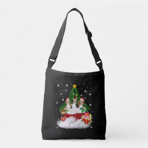 Drei Beagle Weihnachtsmann mit Weihnachtsbaum Tragetaschen Mit Langen Trägern