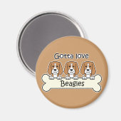 Drei Beagles Magnet (Vorderseite/Rückseite)