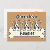 Drei Beagles Postkarte (Vorne/Hinten)