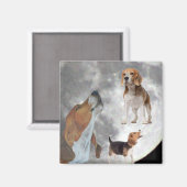 Drei Beagles und das Mondmagnet Magnet (Vorderseite/Rückseite)