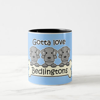 Drei Bedlington Terrier Zweifarbige Tasse