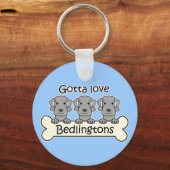 Drei Bedlington Terriers Schlüsselanhänger (Vorderseite)