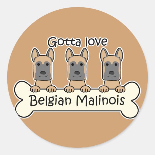 Drei belgische Malinois Runder Aufkleber (Vorderseite)