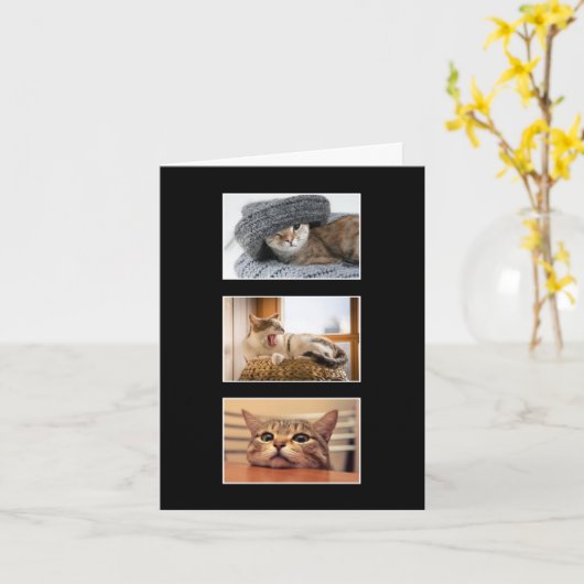 Drei benutzerdefinierte Cat-Foto Danke-Karte Karte (Gelbe Blume)