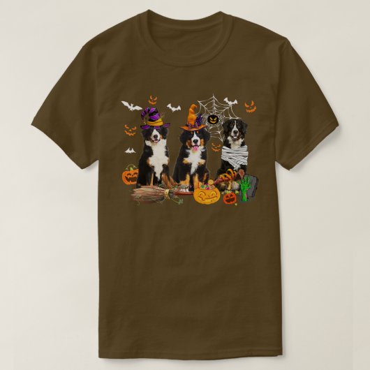 Drei Berner Hunde Mummy Hexe Beängstigende Pumpe T-Shirt (Design vorne)