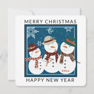 Drei bezaubernde Schneemenschen Weihnachtskarte Feiertagskarte