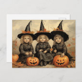 Drei bezaubernde Vintage Hexen Postkarte (Vorne/Hinten)