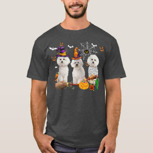 Drei Bichon Frise Hunde Hexenhunde Halloween Mummy T-Shirt