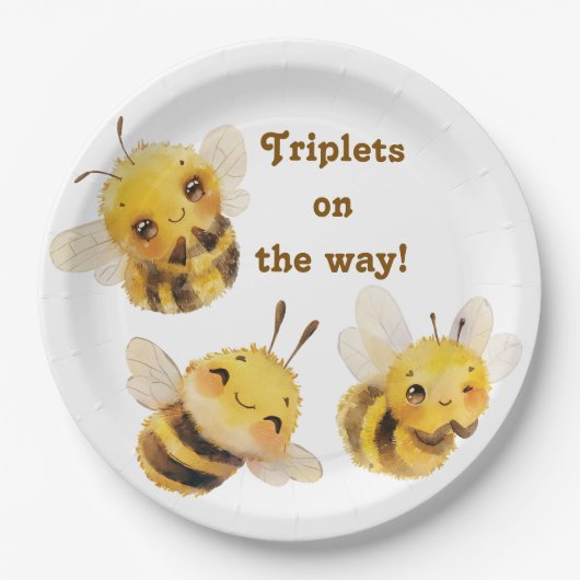 Drei Bienenpapier-Teller Pappteller (Vorderseite)