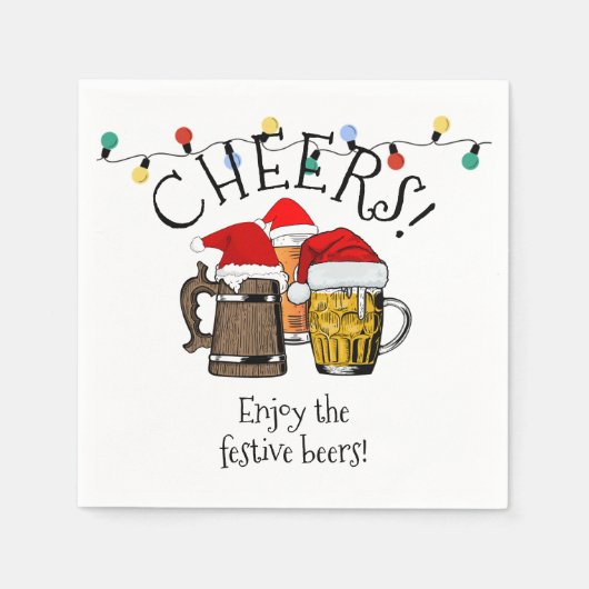 DREI BIERS CHEERS Weihnachtsmarktpapier Serviette (Vorderseite)