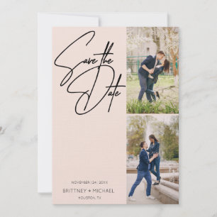 Drei-Bild-Collage mit Handschrift Rosa Save The Date