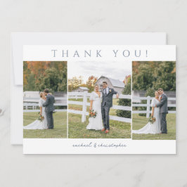 Drei Bilder Moderne Blumenblume Kontur Dusty Blue Dankeskarte