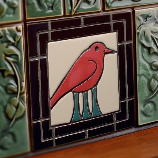 Drei Bird Art Déco Jugendstil-Deco Fliese
