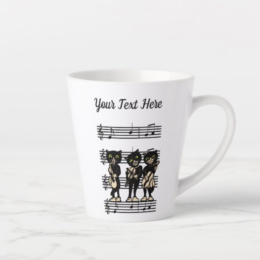 Drei Black Cat Jazz Musicians Sheet Musiknoten Milchtasse (Rechts)