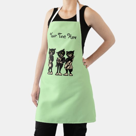 Drei Black Cat Musicians Music Instruments Green Schürze (InSitu)