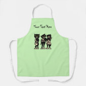 Drei Black Cat Musicians Music Instruments Green Schürze (Vorderseite)