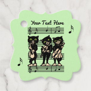 Drei Black Cat Musicians Sheet Music Light Green Geschenkanhänger