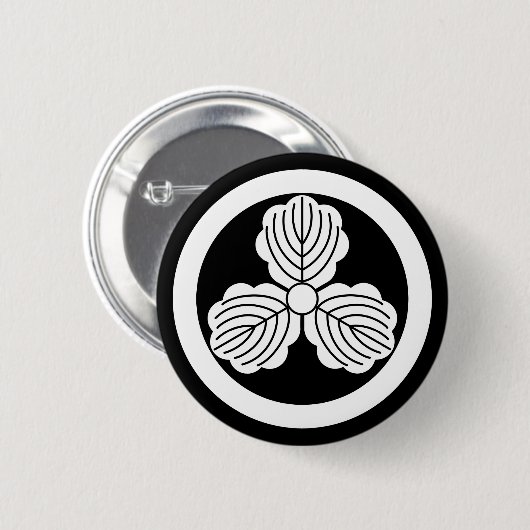 Drei Blätter aus Eiche(1) im Kreis Button (Vorne & Hinten)