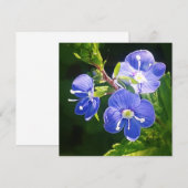 Drei blaue Blumen-Flachkarte (Vorne/Hinten)