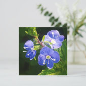Drei blaue Blumen-Flachkarte (Stehend Vorderseite)