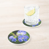 Drei blaue Blumen Getränkeuntersetzer (Seite)