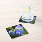 Drei blaue Blumen Rechteckiger Pappuntersetzer (Vor Ort)