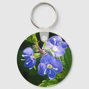 Drei blaue Blumen Schlüsselanhänger
