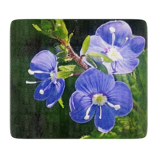 Drei blaue Blumen Schneidebrett (Vorderseite)