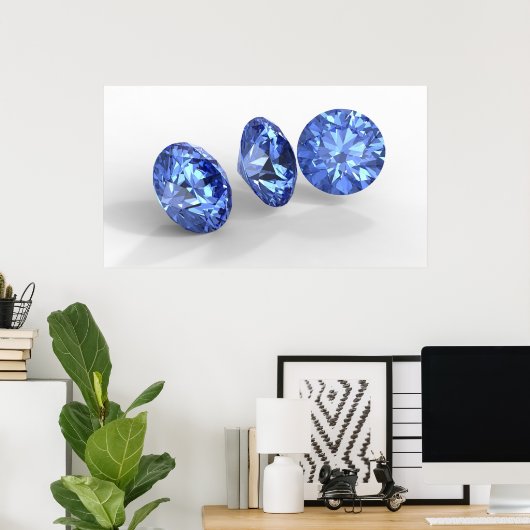 Drei blaue Diamanten Poster (Heimbüro)