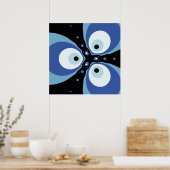 Drei blaue Fische Moderne Abstrakte Kunst Poster (Küche)