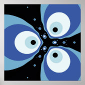 Drei blaue Fische Moderne Abstrakte Kunst Poster (Vorne)