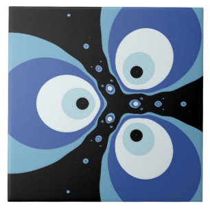 Drei blaue Fische sprechen moderne fraktale Kunst Fliese