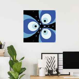 Drei blaue Fische sprechen moderne fraktale Kunst Poster