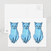 Drei blaue Katzen Postkarte (Vorne/Hinten)