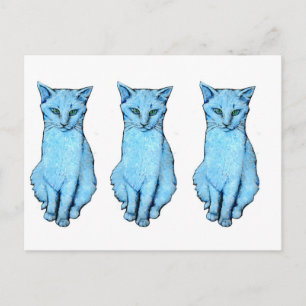 Drei blaue Katzen Postkarte