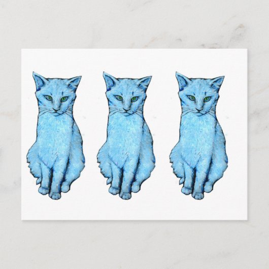 Drei blaue Katzen Postkarte (Vorderseite)
