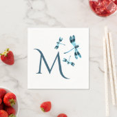 Drei blaue Libellen Niedlich Monogramm Serviette (Beispiel)