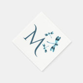 Drei blaue Libellen Niedlich Monogramm Serviette (Ecke)