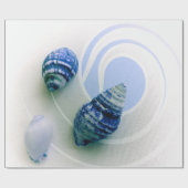 Drei blaue Muscheln Packpapier (Flach)