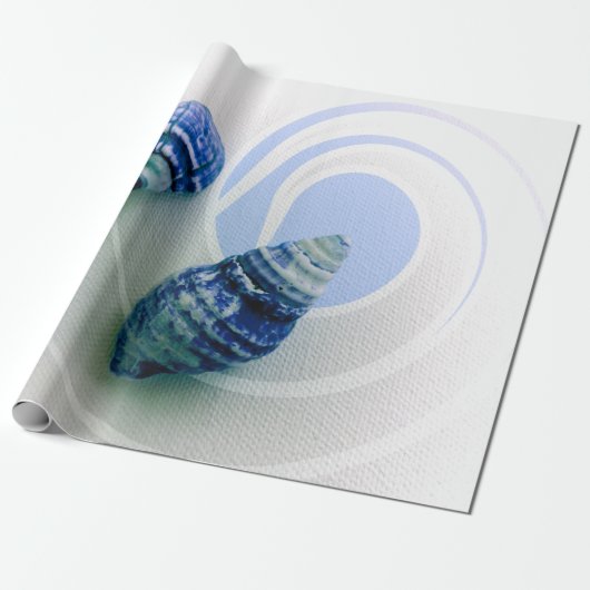 Drei blaue Muscheln Packpapier (Ungerollt)