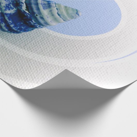 Drei blaue Muscheln Packpapier (Ecke)