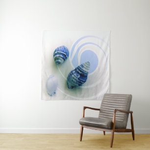Drei blaue Muscheln Wandteppich