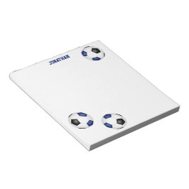 Drei blaue schwarze Fußballbälle Spielername Notizblock