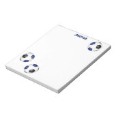 Drei blaue schwarze Fußballbälle Spielername Notizblock (Rotiert)