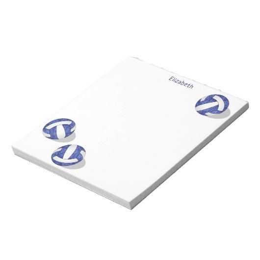 drei blaue Volleyball-personalisiert Notizblock (Rotiert)